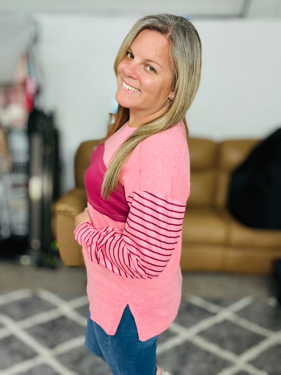All you need Striped Bishop Sleeve Top
