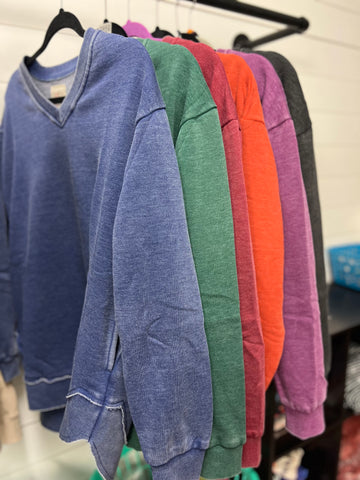Vintage Wash Vneck Sweatshirt