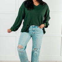 Good Things Are Coming V-Neck Top in Green