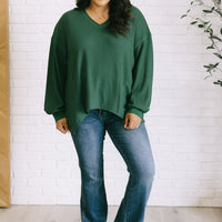 Good Things Are Coming V-Neck Top in Green