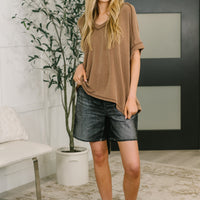 Growing Restless V-Neck Tee in Brown