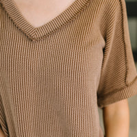 Growing Restless V-Neck Tee in Brown