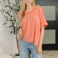 Growing Restless V-Neck Tee in Coral