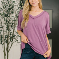 Growing Restless V-Neck Tee in Light Plum