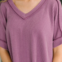 Growing Restless V-Neck Tee in Light Plum
