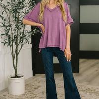 Growing Restless V-Neck Tee in Light Plum