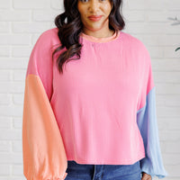 Hit Me With Your Best Shot Colorblock Top in Bright Pink