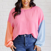 Hit Me With Your Best Shot Colorblock Top in Bright Pink