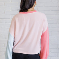 Hit Me With Your Best Shot Colorblock Top in Light Pink