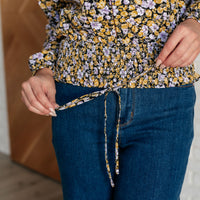 Honey Honey Floral Smocked Blouse in Black