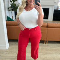 Lisa High Rise Control Top Wide Leg Crop Jeans in Red