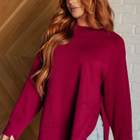 It's The Little Things Relaxed Scuba Pullover in Cabernet