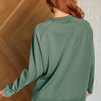 It's The Little Things Relaxed Scuba Pullover in Dark Forest