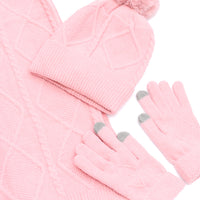 Jane Frost Beanie, Glove, and Scarf Set in Pink