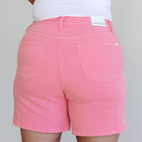 Jenna High Rise Control Top Cuffed Shorts in Pink