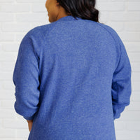 Keeping it Real Brushed Melange Hacci Long Sleeve Tee in Bright Blue