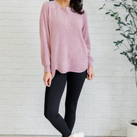 Keeping it Real Brushed Melange Hacci Long Sleeve Tee in Light Rose