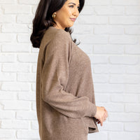 Keeping it Real Brushed Melange Hacci Long Sleeve Tee in Mocha