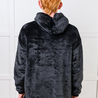 Kids Oversized Hoodie Blanket in Black