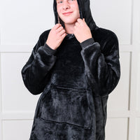 Kids Oversized Hoodie Blanket in Black