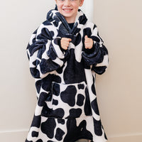 Kids Oversized Hoodie Blanket in Cow