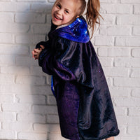 Kids Oversized Hoodie Blanket in Starry Sky