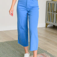 Lisa High Rise Control Top Wide Leg Crop Jeans in Sky Blue