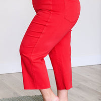 Lisa High Rise Control Top Wide Leg Crop Jeans in Red