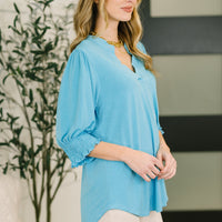 Lizzy Smock Top in Coastal Blue