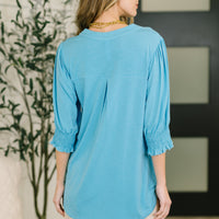Lizzy Smock Top in Coastal Blue