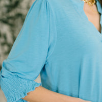 Lizzy Smock Top in Coastal Blue