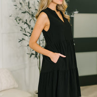 Lizzy Tiered Tank Dress in Black