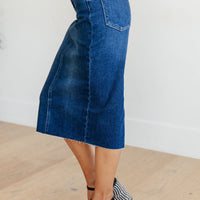 Marcy High Rise Denim Midi Skirt