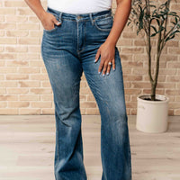 Miley High Waist Control Top Frayed Hem Flare Jeans