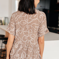 Mocha Petals V-Neck Top