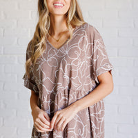 Mocha Petals V-Neck Top