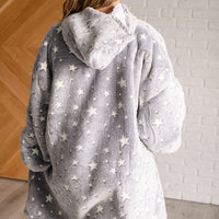 Oversized Blanket Hoodie in Grey Stars