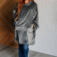 Oversized Velour Blanket Hoodie in Gray