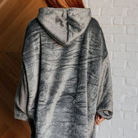 Oversized Velour Blanket Hoodie in Gray