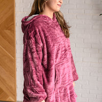 Oversized Velour Blanket Hoodie in Purple