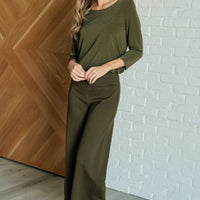 Signature Classic Round Neck Top in Olive