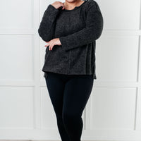 Simple Silhouette Brushed Hacci Sweater in Black