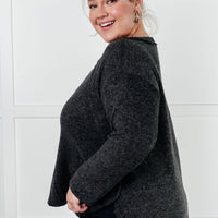 Simple Silhouette Brushed Hacci Sweater in Black