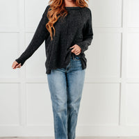 Simple Silhouette Brushed Hacci Sweater in Black