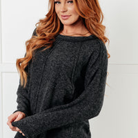 Simple Silhouette Brushed Hacci Sweater in Black