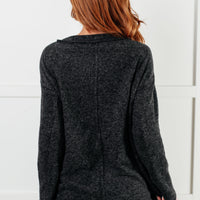 Simple Silhouette Brushed Hacci Sweater in Black