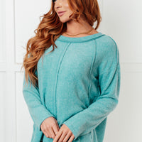 Simple Silhouette Brushed Hacci Sweater in Dusty Teal