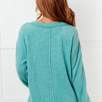 Simple Silhouette Brushed Hacci Sweater in Dusty Teal