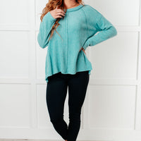 Simple Silhouette Brushed Hacci Sweater in Dusty Teal