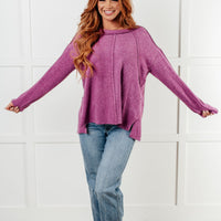 Simple Silhouette Brushed Hacci Sweater in Light Plum